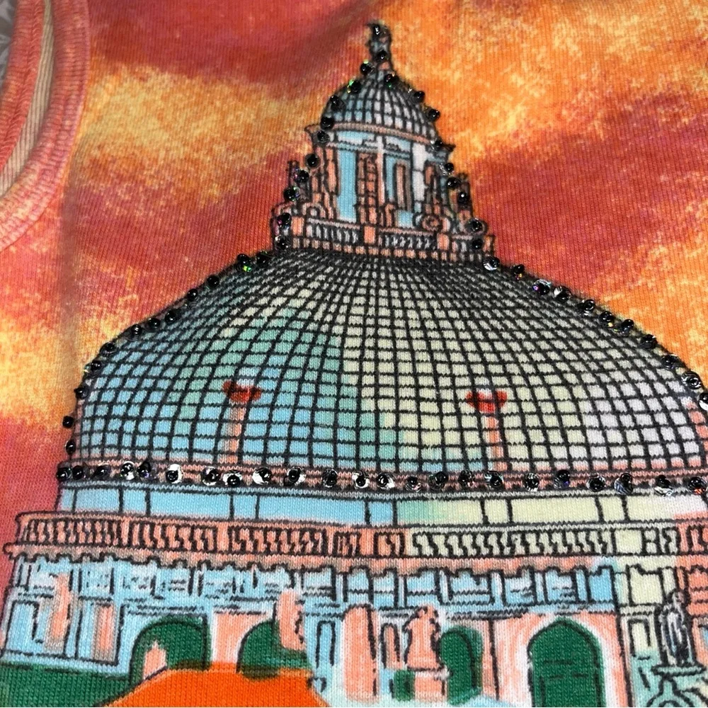 Take Two Clothing Company Women's M Vintage Embellished Venice Scene Tank Top - Picture 4 of 8